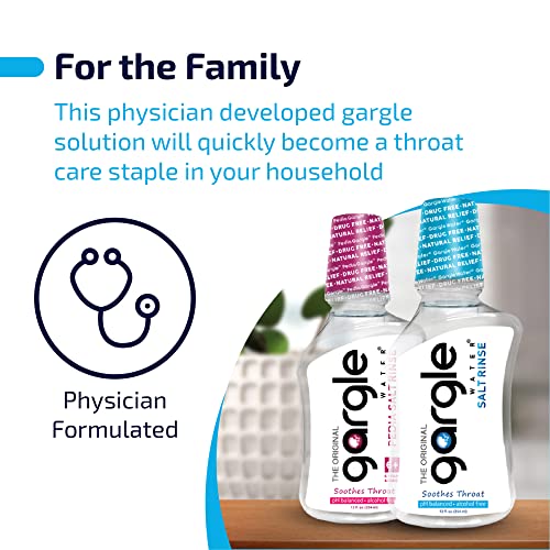 Gargle Water Salt Rinse Mouthwash, 12 fl Oz. Natural Remedy for