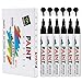 Paint Pens Paint Marker Black for Rock, Stone, Ceramic, Metal, Glass, Wood, Set of 6 Medium Tip Paint Markers High Volume Ink Water Resistant for DIY Craft Quick Drying with 2 Extra Chisel Tips