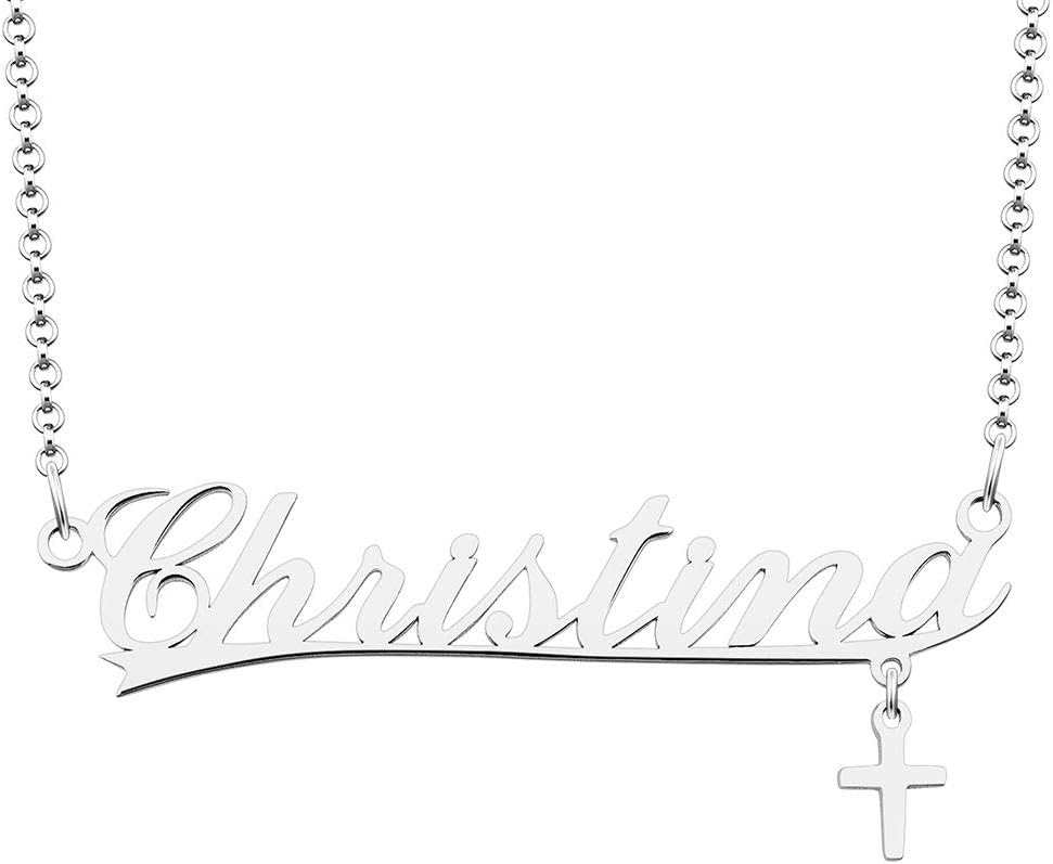 Uniqueen Personaliszed Necklace Sterling Silver Personalised Name Pendant Gift