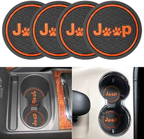 2.75 Inch Diameter Anti Slip Cup Holder Coaster Can Insert Mats 2PCS for Jeep Accessories Jeep Grand Cherokee Patriot Grand Cup Holder Pad Car/Vehicle Interior Accessories (Orange, Pattern 2)