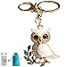 Bolbove Cute Owl on Leaves Sparkling Charm Blingbling Keychain Crystal Rhinestone Pendant