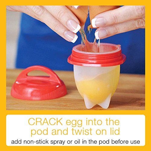 Egg Cooker Hard & Soft Maker AS SEEN ON TV, BPA Free, Non Stick Silicone (Red 6 PCS) - Thumbnail 2
