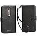 Droid Turbo 2 Case, Arae Motorola Moto Droid Turbo 2 wallet case,[Wrist Strap] Flip Folio [Kickstand Feature] PU leather wallet case with ID&Credit Card Pockets For Moto Turbo 2 (Black)