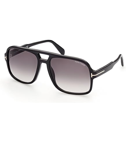 Amazon.com: Tom Ford FALCONER-02 FT0884 Shiny Black/Brown Yellow