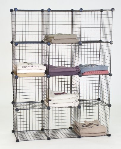 KC Store Fixtures 04120 Mini Grid Clothes Organizer, 3-Foot by 4-Foot, Black