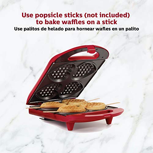 Holstein Housewares NonStick Heart Waffle Maker, Red Makes 4 Heart
