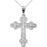 Religious Jewelry Elegant Sterling Silver Eastern Orthodox ICXC Cross Pendant Necklace