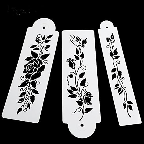 SEPTEMBRE 3PCS Cake Decorating Stencil Baking Tools, Flower Edge Cake Dessert Tools, Leaf Design Cake Mesh Mold