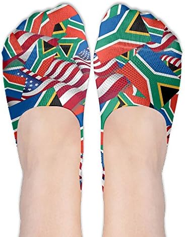 South Africa Flag With America Flag No Show Socks Athletic Low Cut Liner Casual Socks Thin Fit For Sneakers,Booties
