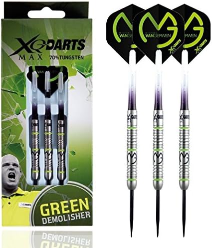 Michael Van Gerwen MVG Green Demolisher 23g - 70% Tungsten Steel Darts with MVG Flights, Shafts & Red Dragon Checkout Card