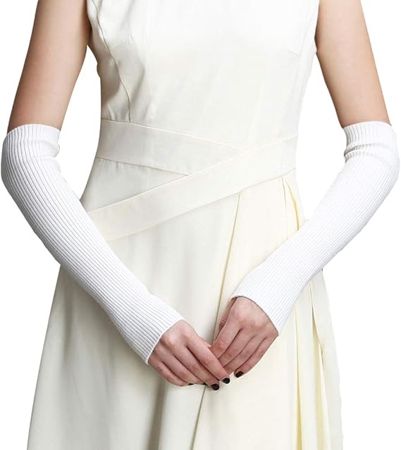 Amazon Taotech レディース アームウォーマー 厚手 ウール 通気性 保温性 手袋 冬 40cm ホワイト 穴なし アームウォーマー 通販