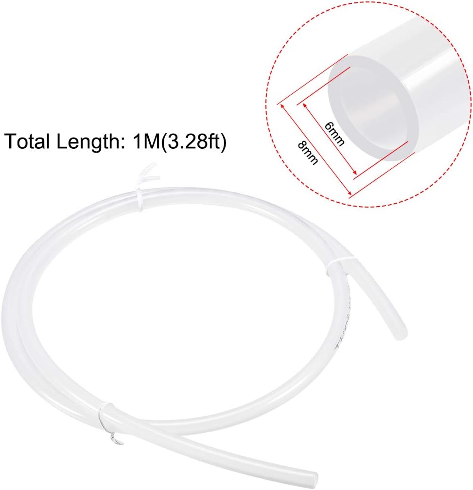 sourcing map Pneumatic Tubing, 8mm(0.31") OD x 6mm(0.24") ID x 1m(3.28ft) Air Brake Tube Nylon Air Line Hose Translucent - Image 4