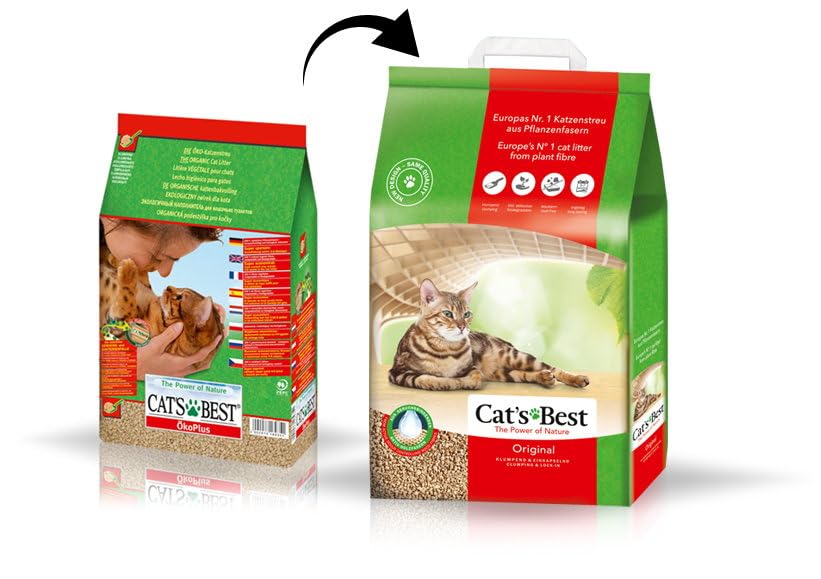 Cat’s Best Original Katzenstreu, 100% pflanzliches Katzenklumpstreu mit maximaler Saugfähigkeit – bekämpft Gerüche natürlich und aktiv, 8,6 kg/20 l (Verpackung kann variieren) 3