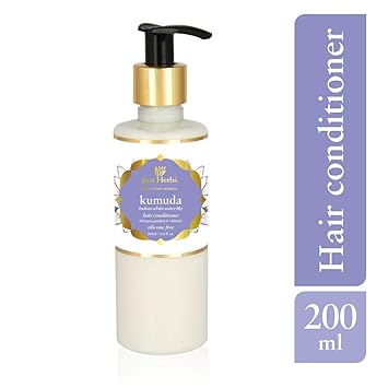 Just Herbs Ayurvedic Kumuda Indian White Waterlily Silicone free Hair Conditioner, For all Hair Type, Sulphate & Paraben Free - 200 ML