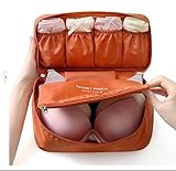Holidayjunction Multifunction Travel Women Pouch Protect Bra Underware Cosmetic Makeup Portable Organizer Bag (Dark Orange)