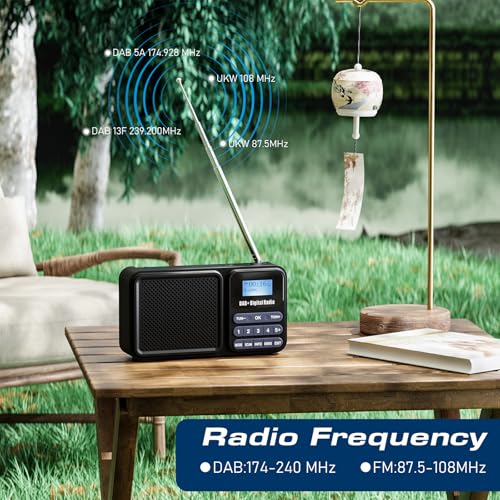 Gallypek Portable DAB Radio, DAB Plus FM Radio with Bluetooth 5.0 & 80 Presets Kitchen Radio with Cable or 2200 mAh Battery Operation, Support Solar & USB Charing USB Flash Drive/TF/AUX Connection