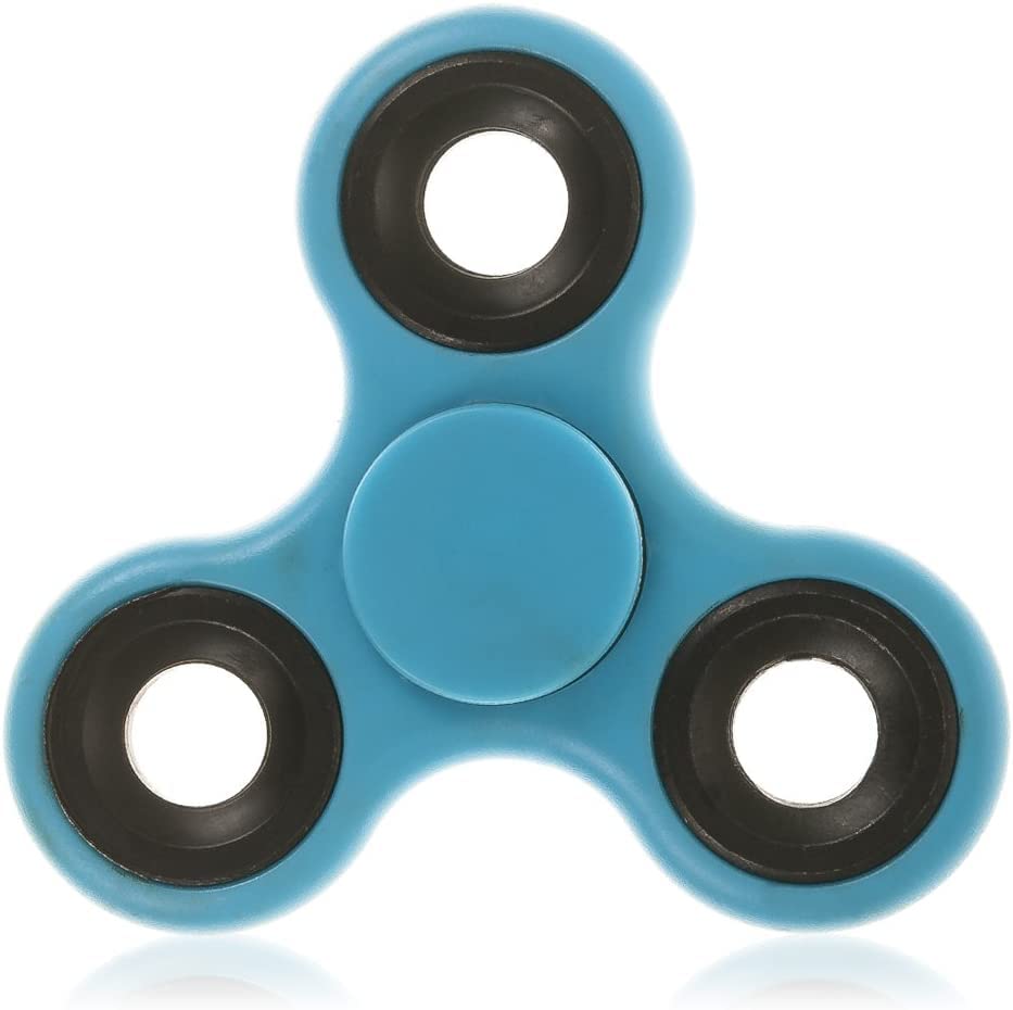 Toyland® Fidget Hand Spinner - Stress and Anxiety Relief - Assorted Colours (Light Blue & Black Rings)