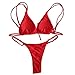 ForBeautyShe Women's Sexy Thong Bottom Two Piece Bikini Double Shoulder Straps Cute Swimsuit Triangle Bathing Suit