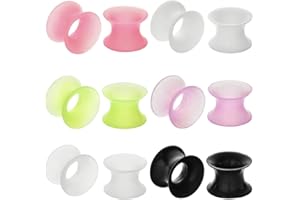 B BodyPJ Sparkles 12PCS Mix Color silicone Piercing Ear Plug Tunnels Expanders Gauge