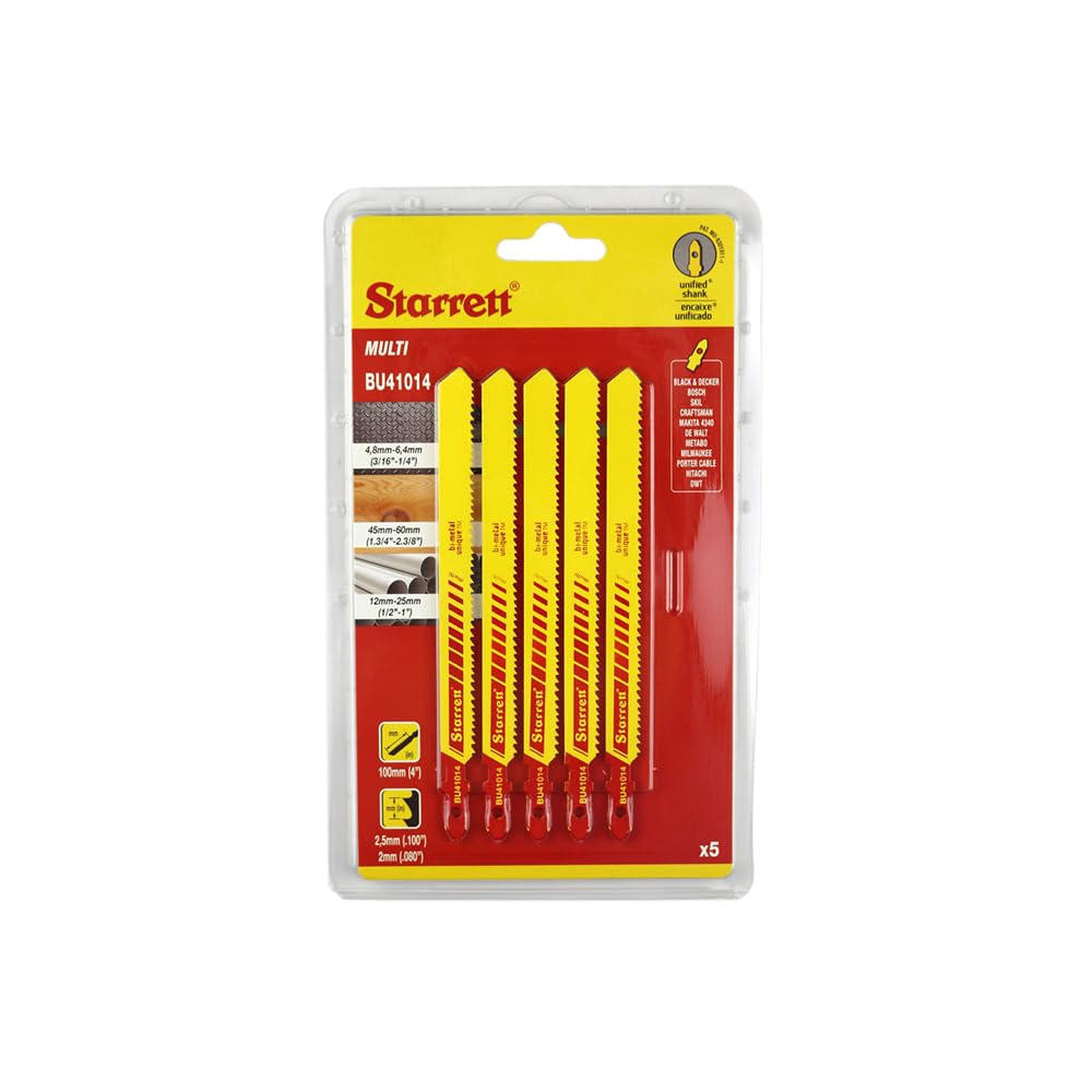 Starrett Jigsaw Blades Set - 5 Pack Saw Blade for Multi Purpose Cutting - BU41014-5