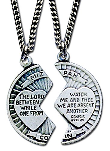 Mizpah Coin 2 Piece Pewter Necklace 18" & 24" Chains in Gift Box