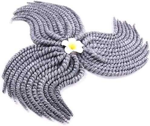 HLSK Hair Havana Mambo Twist Synthetic Crochet Braids Bulk Hair Extension 12" (6 Pack, Grey)