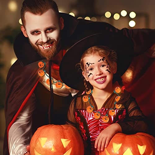 FUTUREPLUSX Pumpkin Light-up Necklace, 2 PCS Halloween Pumpkin Necklace Flashing Light Up Pumpkin Halloween Necklace