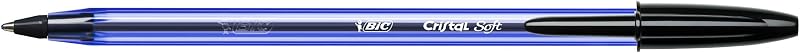 Canetas bic cristal soft de ponta média (1,2 mm) - pretas, caixa com 50 canetas