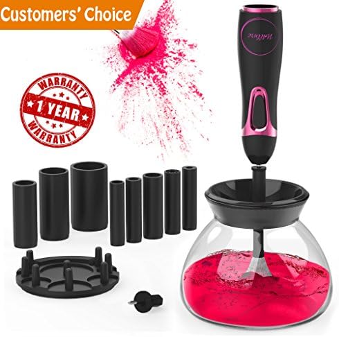 Makeup Brush Cleaner and Dryer Machine Kit I Professional Electric Brushes Cleaner with 8 Rubber Collars I Wash and Dry All Types Makeup Brushes Solution I Upgraded Design Make-up Brush Cleaning Tool