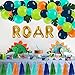 Dinosaur Dessert Table Party Supplies Set- Food Labels Place Cards Gold Roar Foil Balloons Arch Palm Leaves Tissue Paper Tassel Garland Kids Dino Dig T-Rex Party Ideas Decoration