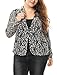 Agnes Orinda Women Plus Size Shawl Collar Sheer Floral Lace Blazer 2X White