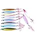 Aorace 10pcs/lot Saltwater Fishing Casting Metal Jig 40g Shore and Boat Jigging Lure Bait Lead Fish With feather 8.7cm/40g