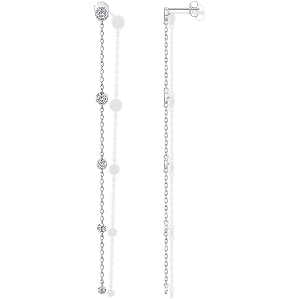 ☆TATIANA☆ Silver 925 Crystal Line Drop Earrings EC1974 Amazon.com: Sttiafay Rhinestone Chain Drop Earrings Long