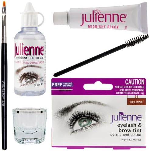 New Julienne Eyelash Eyebrow Tinting Kit Dye Light Brown Brush Tint Dish Oxidant