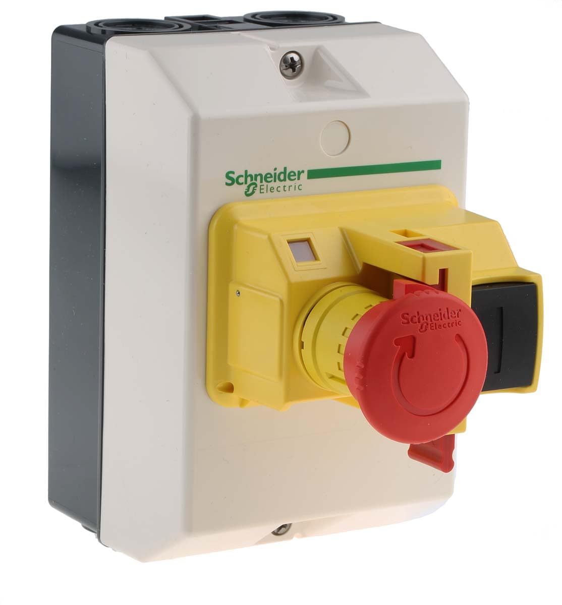 Schneider Electric, TeSys GV2 - Enclosure for TeSys GV2ME - IP55 - fitted with Emergency stop, GV2MCK04