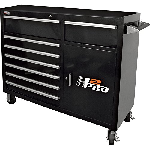 Homak H2PRO Series 56-Inch 8-Drawer with 2-Drawer Compartment Roller, Black, BK04056082