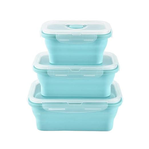 Hstyle Set de 3 Silicona Plegable Apilable Recipientes de ...