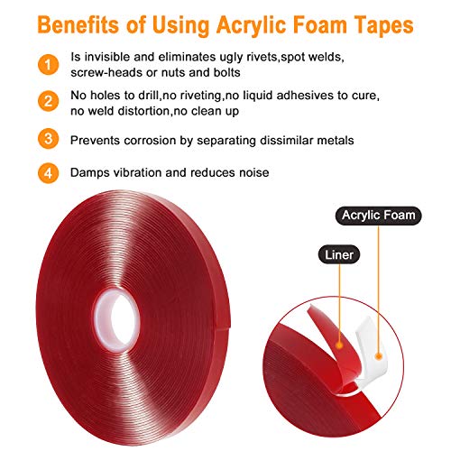 Double Sided Adhesive Tape Heavy Duty JIRVY Heat Resistant High Adhesion Transparent Acrylic Tape, Adhesive Removable Double Sided Mounting Tape, for Home Wall Office Decor ((5mm+10mm) x 10M)