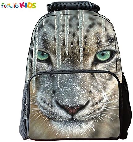 FOR YO KIDS Children's 3D Animal Cool Snow Leopard Pattern School Backpacks