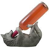 Decorative Drinking Gray Wolf Wine Bottle Holder Sculpture in Southwestern Statues and Figurines As Wildlife Animal Bar Accessories & Tabletop Wine Racks and Stands or Rustic Hunting Cabin Gifts