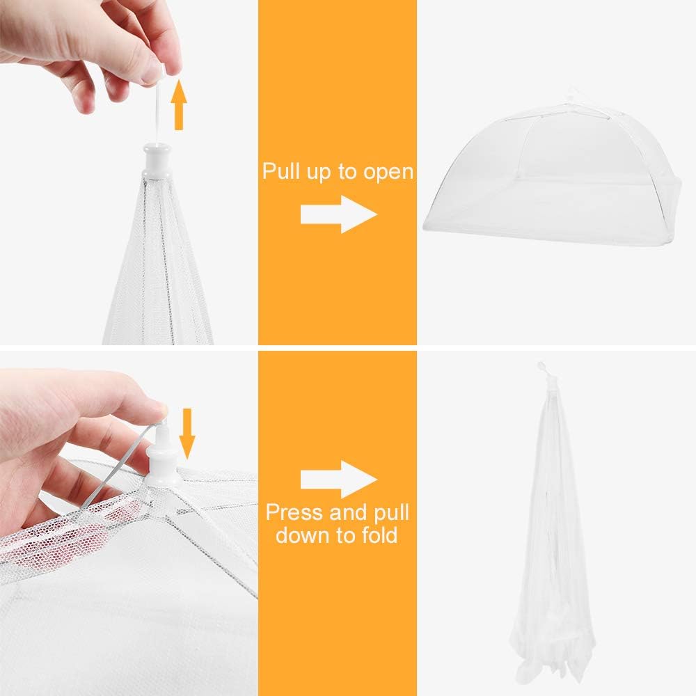  | Pop-Up Mesh Screen Food Cover Tent Umbrella, SPANLA 8 Pack Food Cover Net for Outdoors, Screen Tents, Parties Picnics, BBQs, Reusable and Collapsible Reusable and Collapsible, 17 Inches: Plate Serving Covers