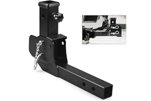 DYNO RACING Folding 2" Trailer Hitch Extension Mount Shank 17.32",Foldable Adapter Cargo Wheelchair Carrier Weight Capacity: 500lbs