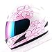 Wow Motorcycle Full Face Helmet Street Bike Women Lady Pink Flower White