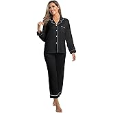 A2 Silk Satin Pajamas Set Women Long Sleeve Sleepwear Soft Button Down Loungewear Pjs Set
