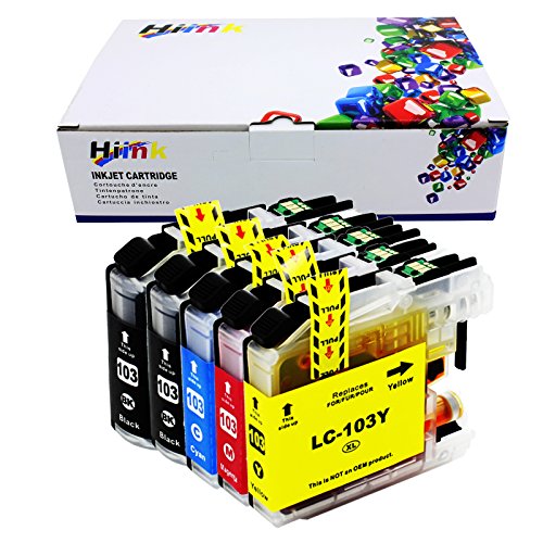 HIINK LC103XL Ink Cartridge Replacement for Brother LC-103 MFC-J245 MFC-J285DW MFC-J450DW MFC-J475DW MFC-J650DW MFC-J870DW MFC-J875DW Printer, Pack of 5