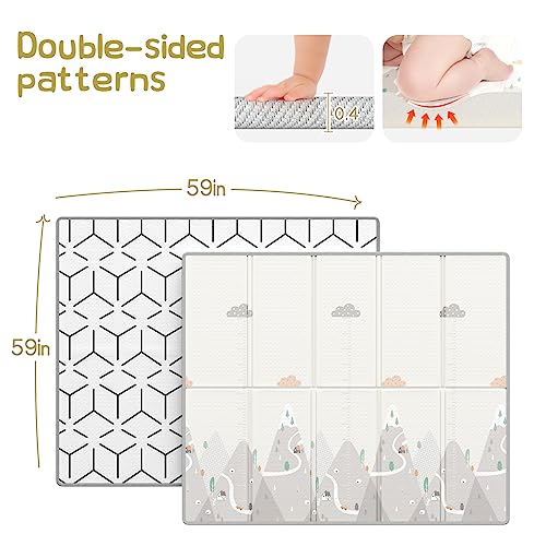 ZEEBABA Baby Playpen with Mat, Playpen for Babies (59x59x27inch), Kids Safety Play Pen for Babies and Toddlers, Extra Large Playpen Playmat, Baby Fence Gives Mommy a Break, Large Baby Play Yard
