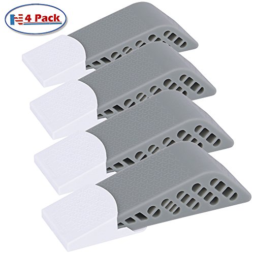 Newkiton 4Pcs/Set Rubber Door Stops Wedge Flexible Floor Door Stopper Finger Protector (Grey) - Thumbnail 7