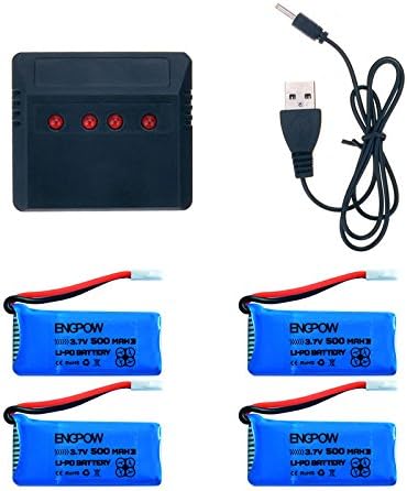 LeGow 3.7V 500mAh 4 pcs Lipo Battery Spare Parts + 4 in 1 Charger for JJRC H31 RC Drone Quadcopter