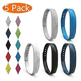 KingAcc Compatible Replacement Bands for Fitbit Flex 2, Soft Silicone Fitbit Flex 2 Band with Metal Buckle Fitness Wristband Strap Women Men (5-Pack, Black&LotusBlue&SkyBlue&LightGray&White, Small)