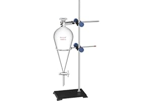 stonylab Borosilicate Glass Separatory Funnel with Lab Stand Set, 1000 ml Capacity, 24/40 Joint and PTFE Stopcock for Titrati